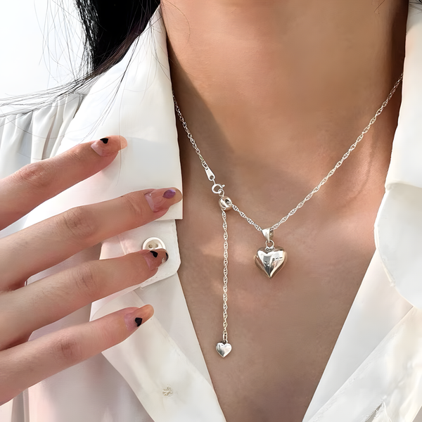 Twin Heart Drop Necklace